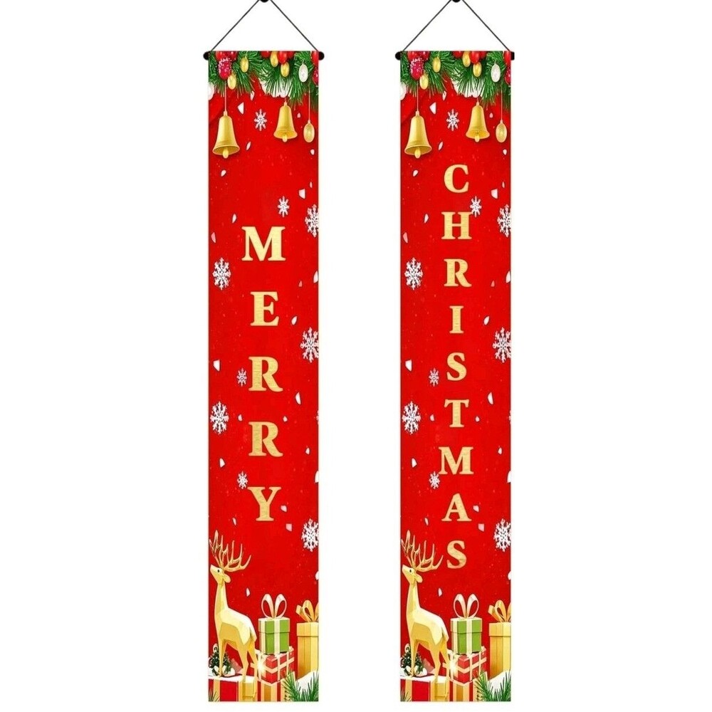 Christmas Door Banner 12x71 Inch Merry Christmas Porch Hanging Indoor Outdoor...